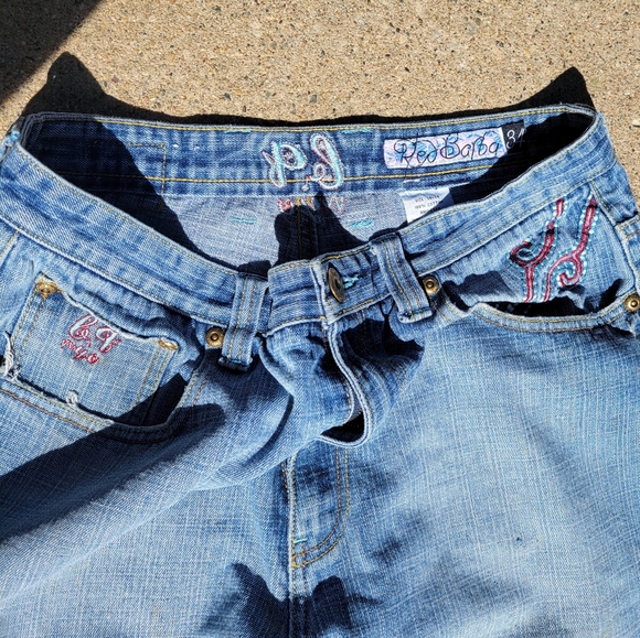 Baggy Skater Jeans BARBQ Wide Leg Medium Light Wash Red Pocket 34 x 34 BBQ - Picture 9 of 10